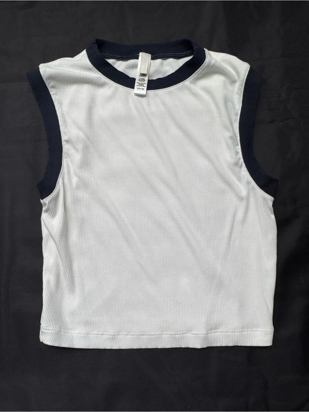 SKIMS White & Navy High Neck Ribbed Sleeveless Top